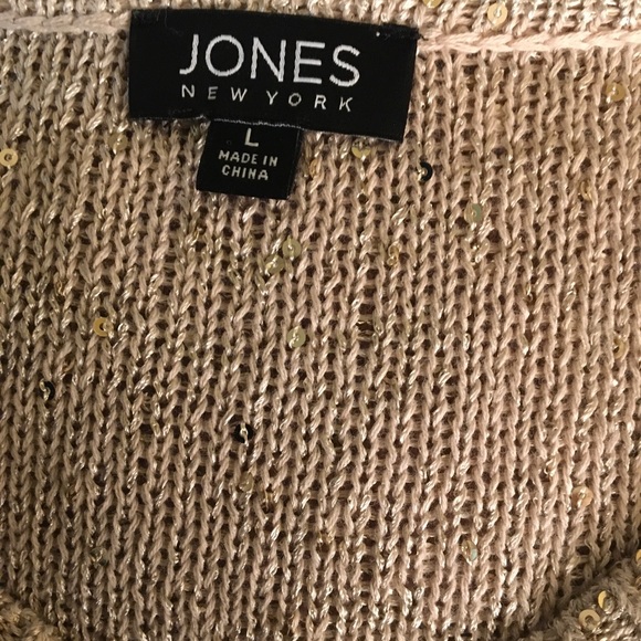 Jones New York Gold Sequence VNeck Sweater size lg - Picture 5 of 8